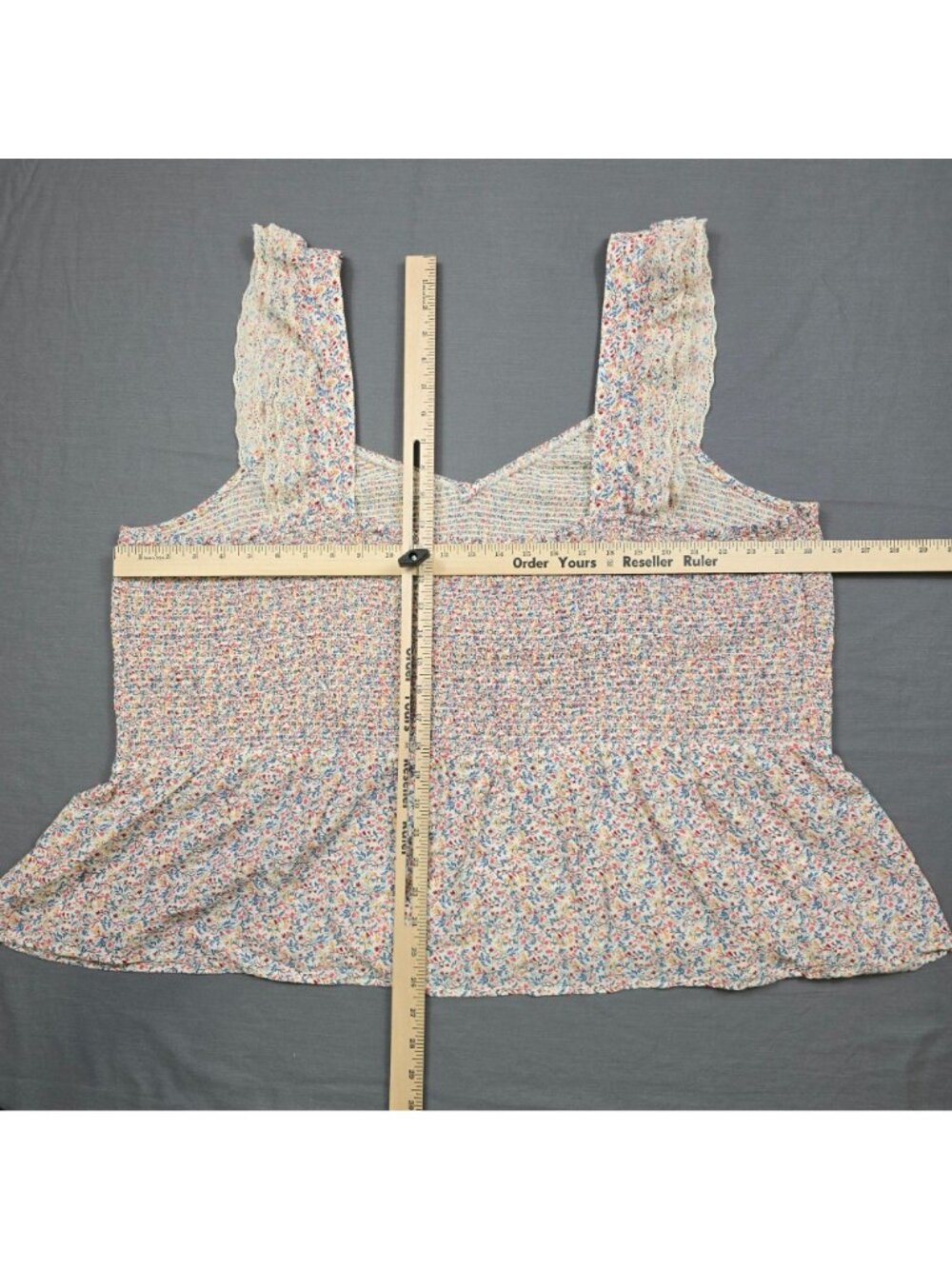 Old Navy 4X Sleeveless Floral Print Ruffle Tank Top Boho Flowy Romantic Cottage - Picture 4 of 4